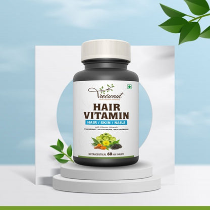 TREOWNUT Hair Vitamin – For Hair, Skin, and Nails with Essential Multivitamins, Amino Acids, and Nutraceutical Extracts. No Artificial Preservatives Added. Nutraceutical Tablets (60 Tablets)