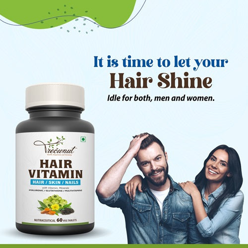 TREOWNUT Hair Vitamin – For Hair, Skin, and Nails with Essential Multivitamins, Amino Acids, and Nutraceutical Extracts. No Artificial Preservatives Added. Nutraceutical Tablets (60 Tablets)