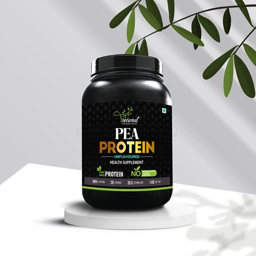 TREOWNUT Pea Protein Isolate - 1kg Vegan Plant-Based Protein Supplement Powder, Unflavoured (28 Grams of Protein per Serving)